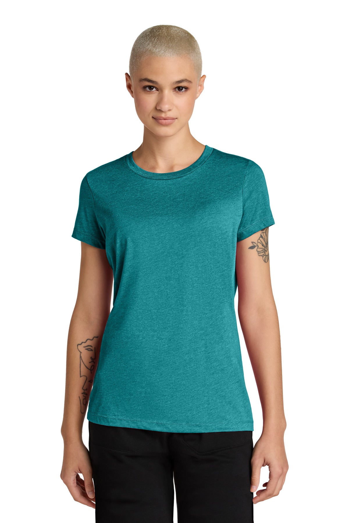 District Women's Perfect Weight CVC Tee DT188 Heathered Teal