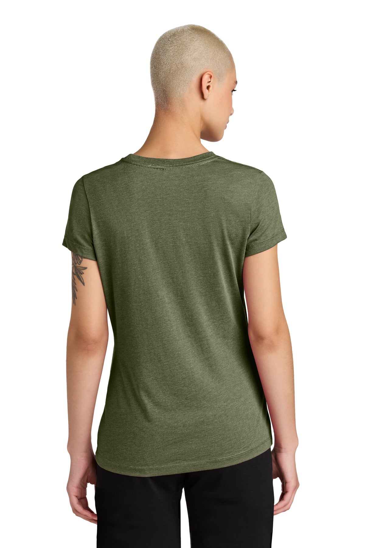 District Women's Perfect Weight CVC Tee DT188 Military Green Heather