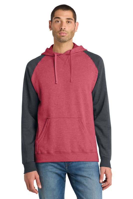 District Young Mens Lightweight Fleece Raglan Hoodie DT196 image 1