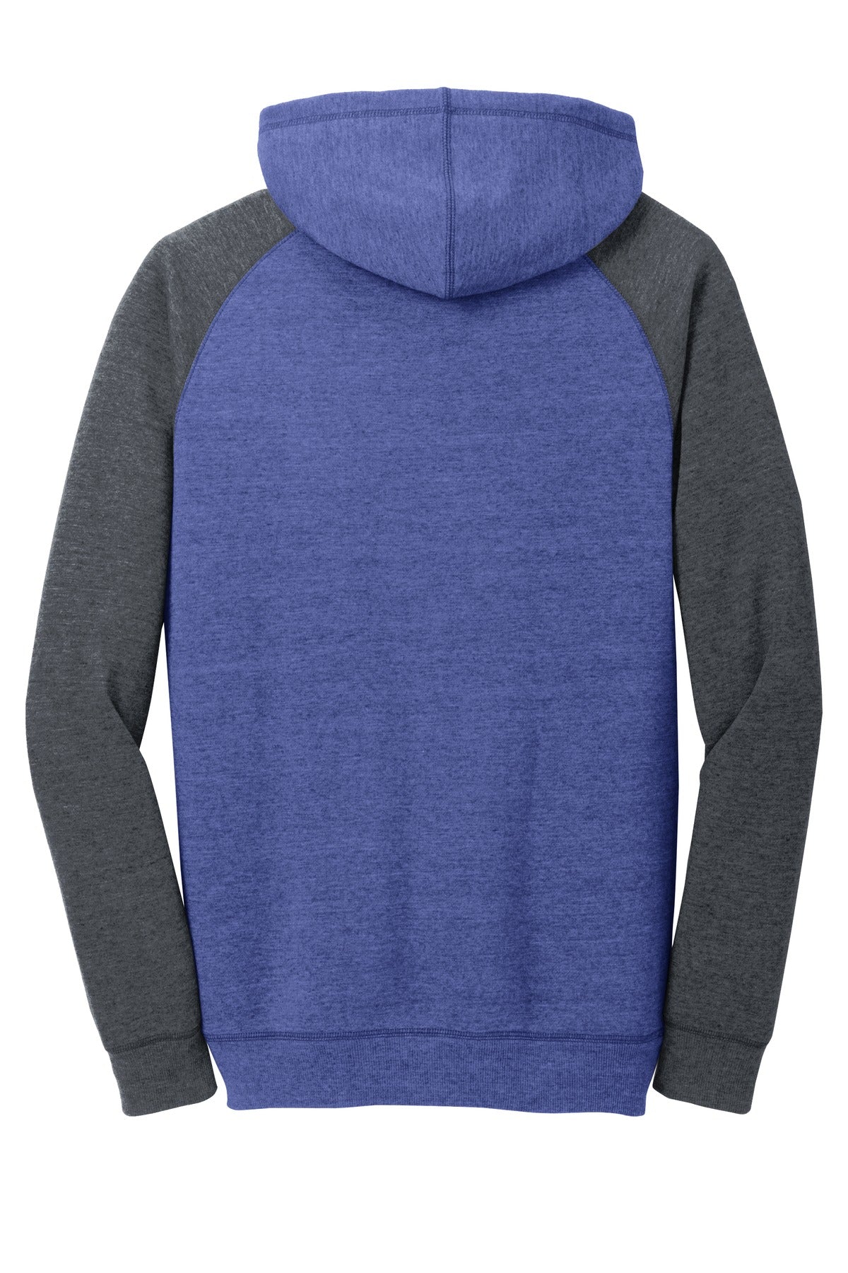 District Young Mens Lightweight Fleece Raglan Hoodie DT196 Heathered Deep Royal/ Heathered Charcoal