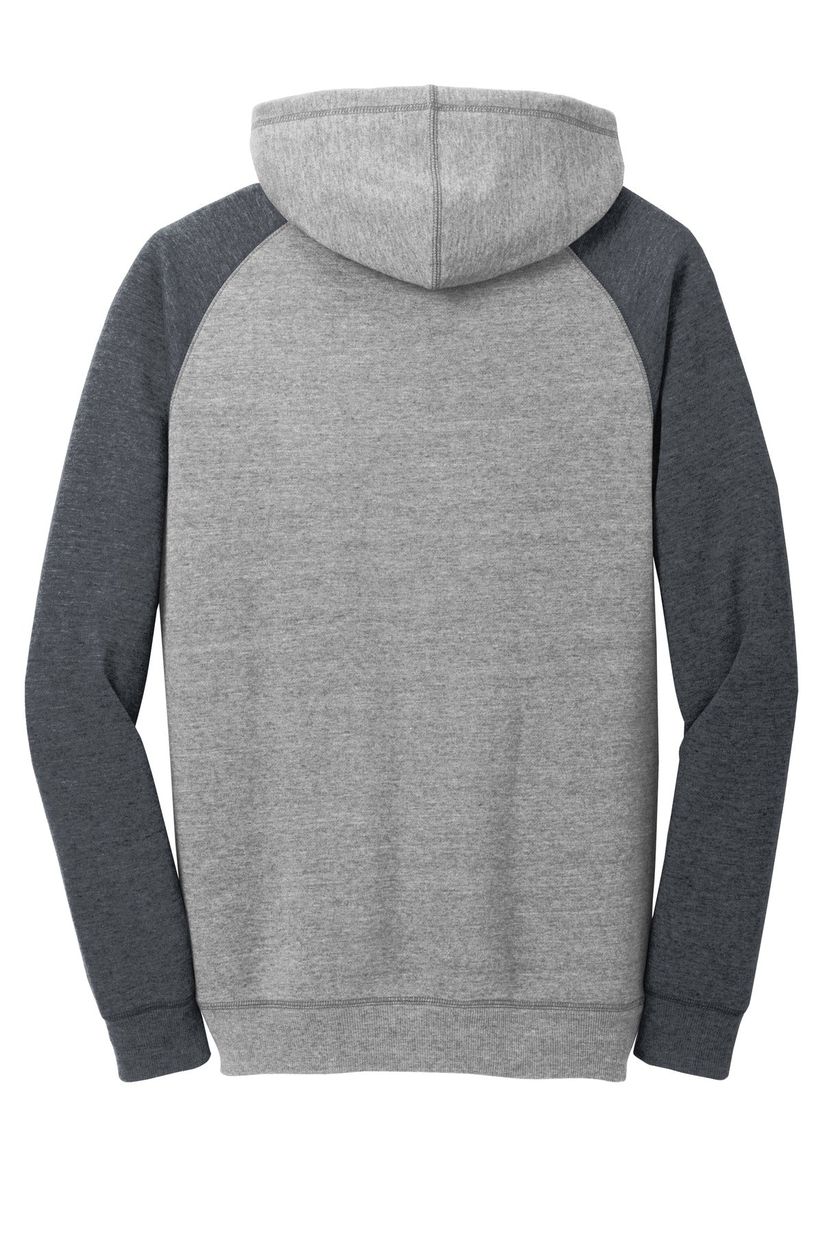 District Young Mens Lightweight Fleece Raglan Hoodie DT196 Heathered Grey/ Heathered Charcoal