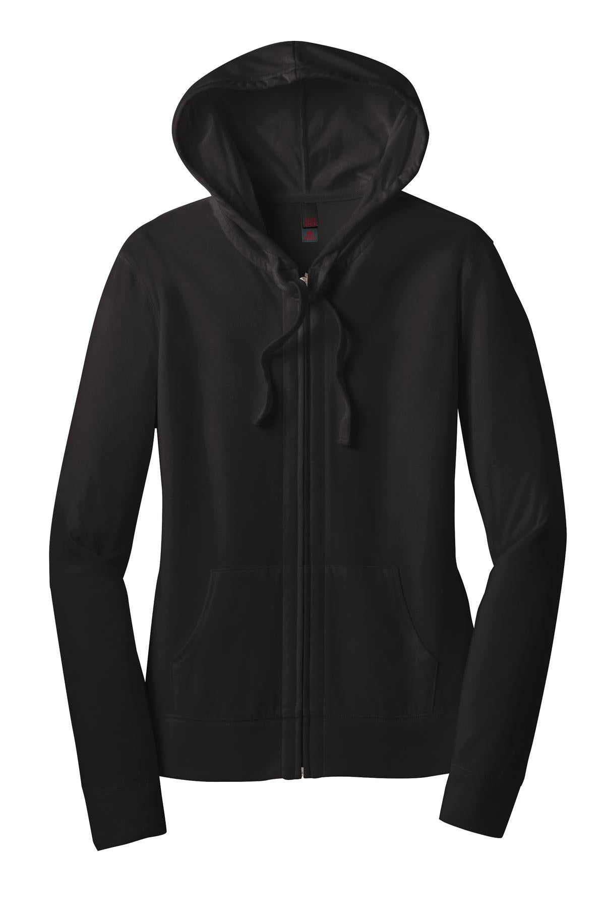 District Women's Fitted Jersey Full-Zip Hoodie DT2100 Black