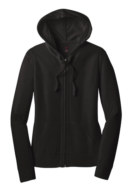 District Women's Fitted Jersey Full-Zip Hoodie DT2100 Black