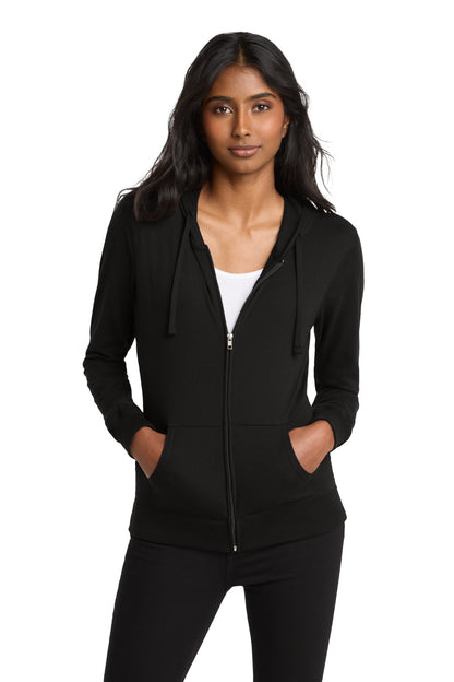District Women's Fitted Jersey Full-Zip Hoodie DT2100 Black