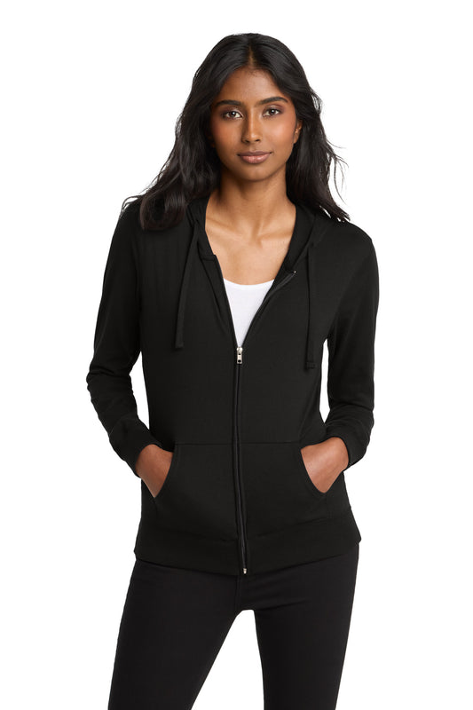 District Women's Fitted Jersey Full-Zip Hoodie DT2100 Black