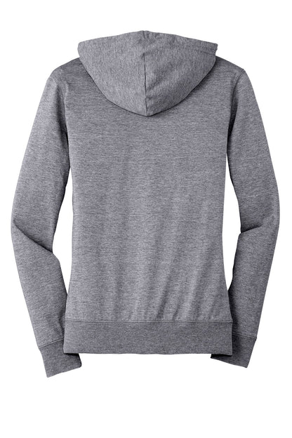 District Women's Fitted Jersey Full-Zip Hoodie DT2100 Dark Heather Grey