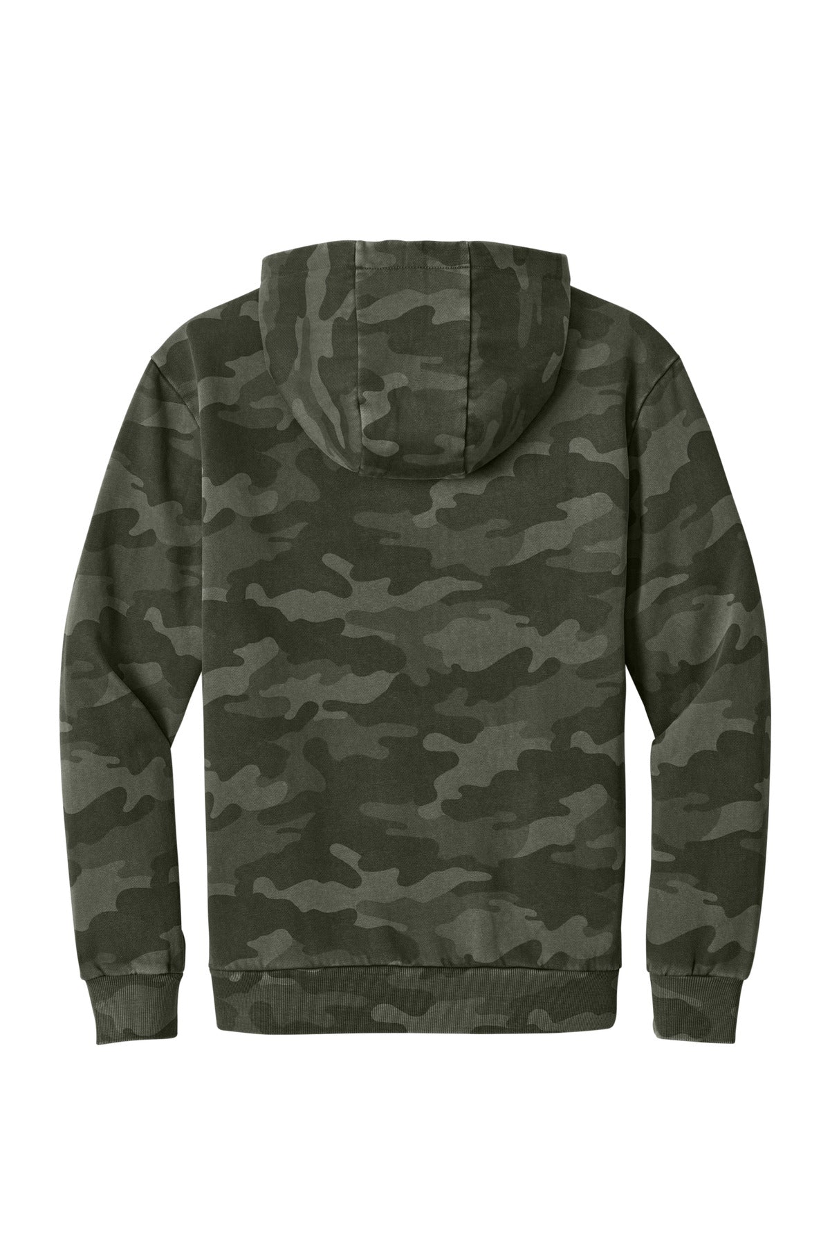 District Wash Camo Fleece Hoodie DT2200C Olive Drab Green