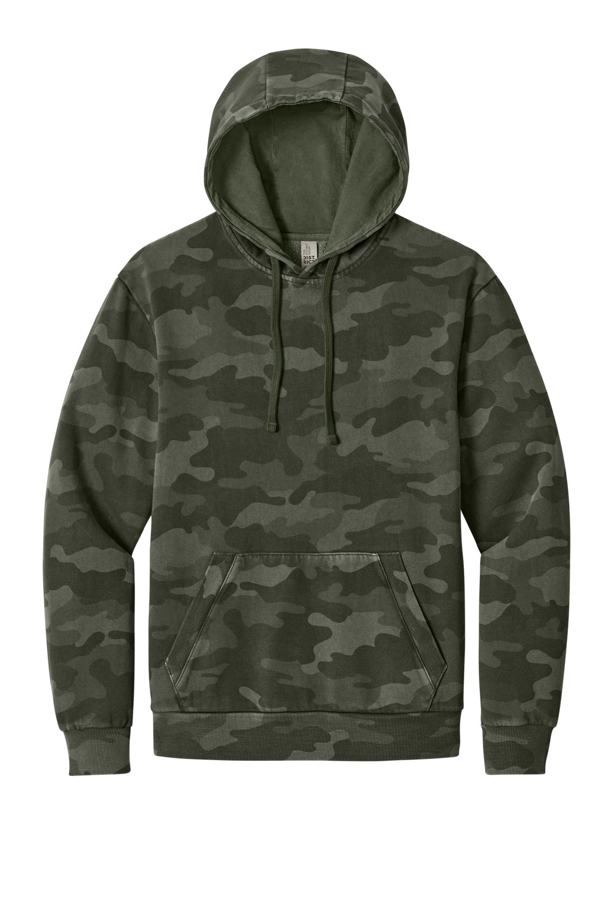 District Wash Camo Fleece Hoodie DT2200C Olive Drab Green