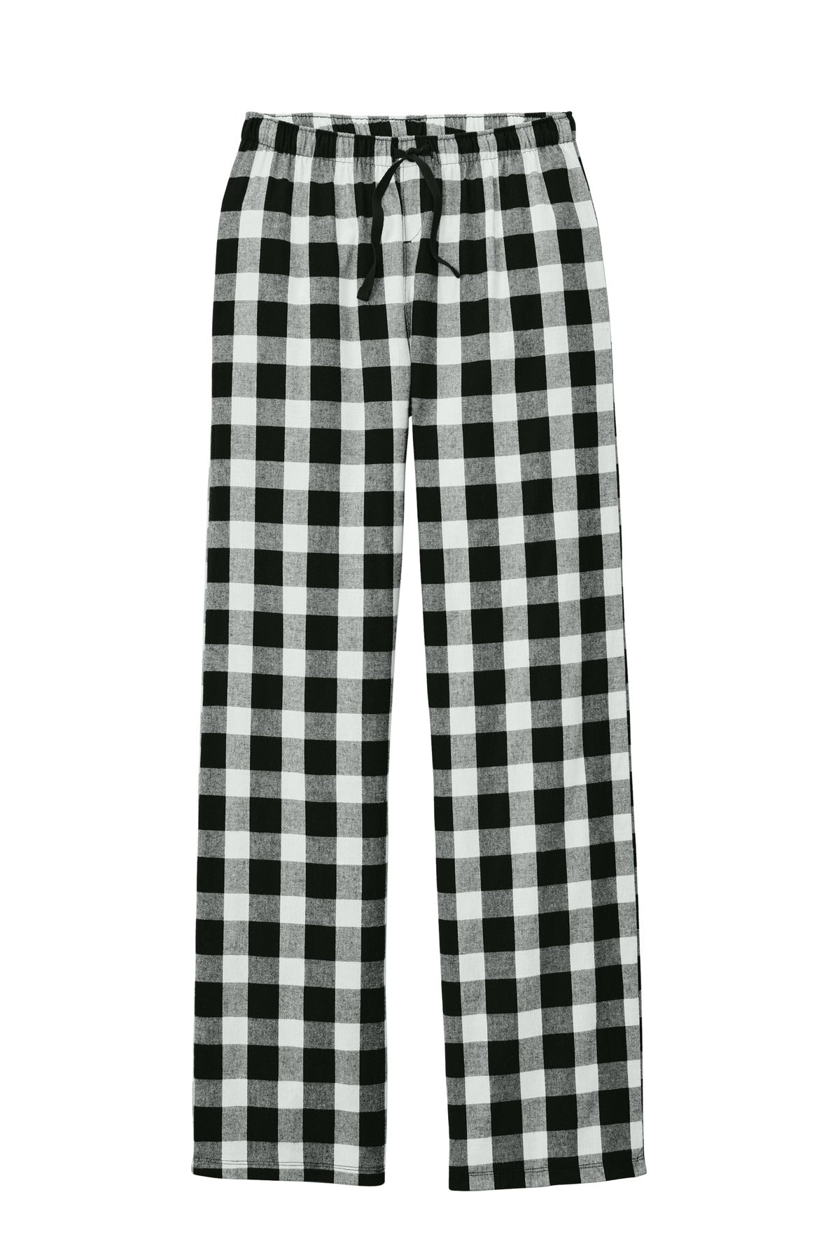 District Women's Flannel Plaid Pant DT2800 Black/ White Buffalo Check