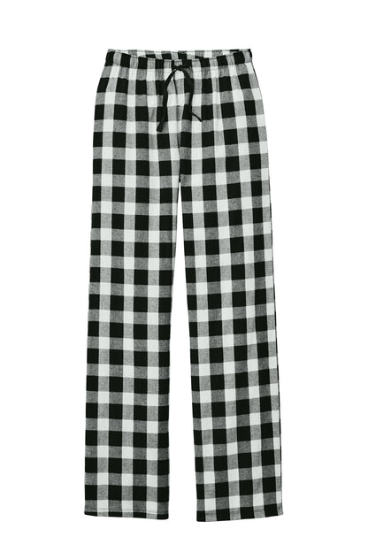 District Women's Flannel Plaid Pant DT2800 Black/ White Buffalo Check