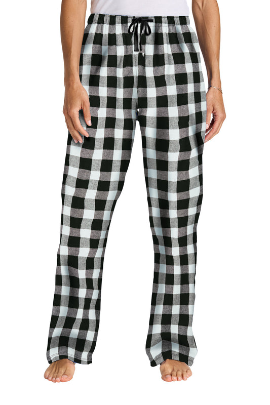 District Women's Flannel Plaid Pant DT2800 Black/ White Buffalo Check