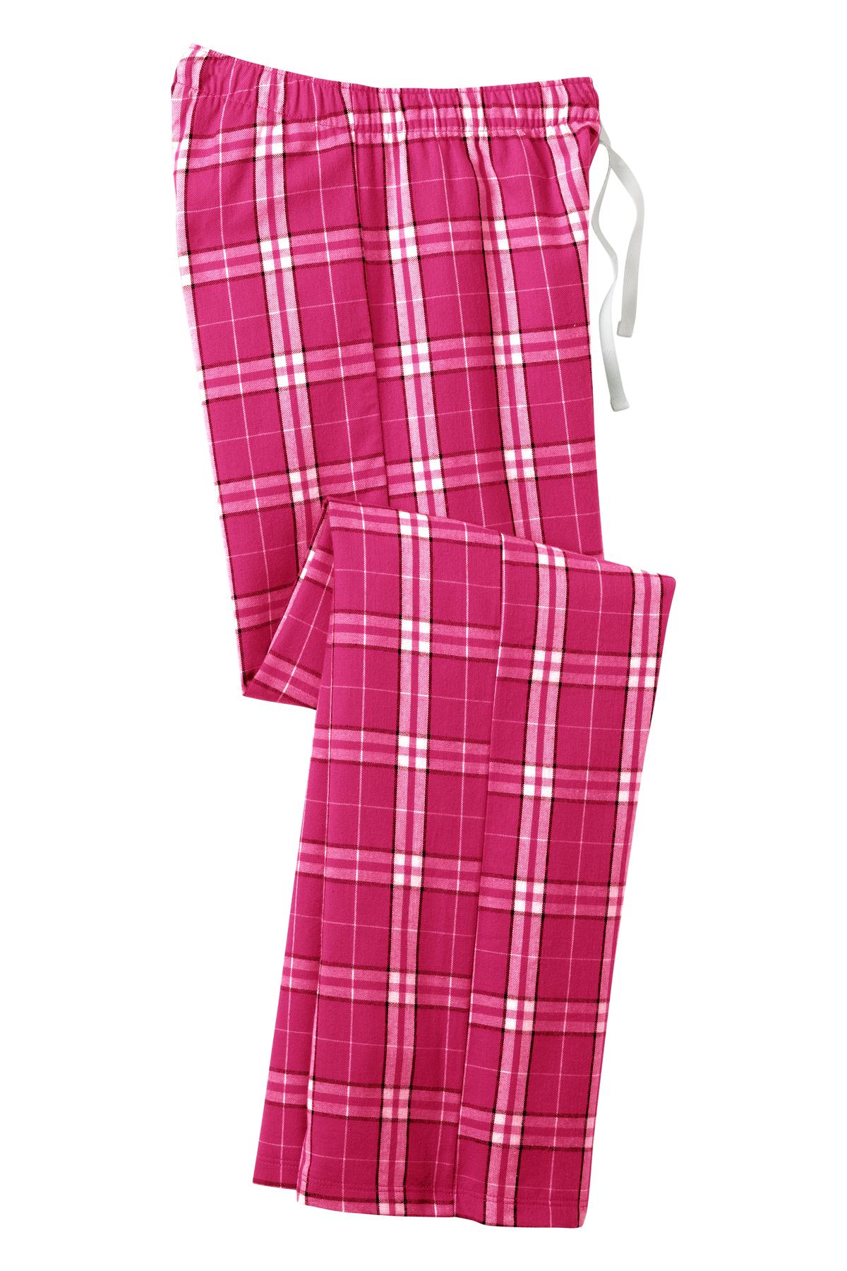 District Women's Flannel Plaid Pant DT2800 Dark Fuchsia