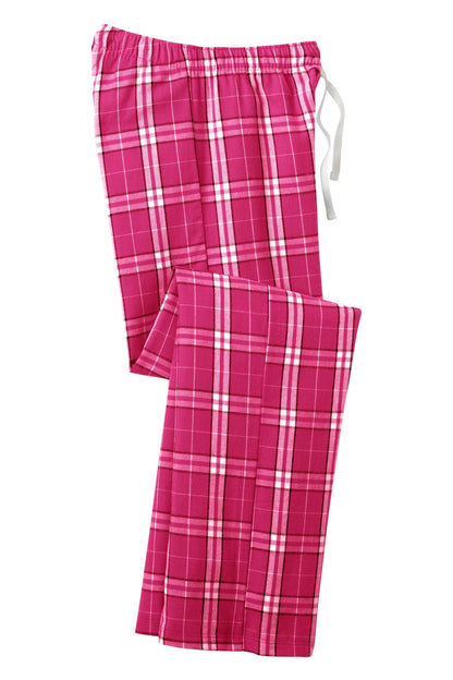 District Women's Flannel Plaid Pant DT2800 Dark Fuchsia