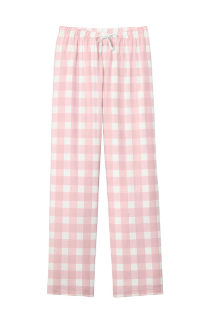 District Women's Flannel Plaid Pant DT2800 Light Pink/ White Buffalo Check
