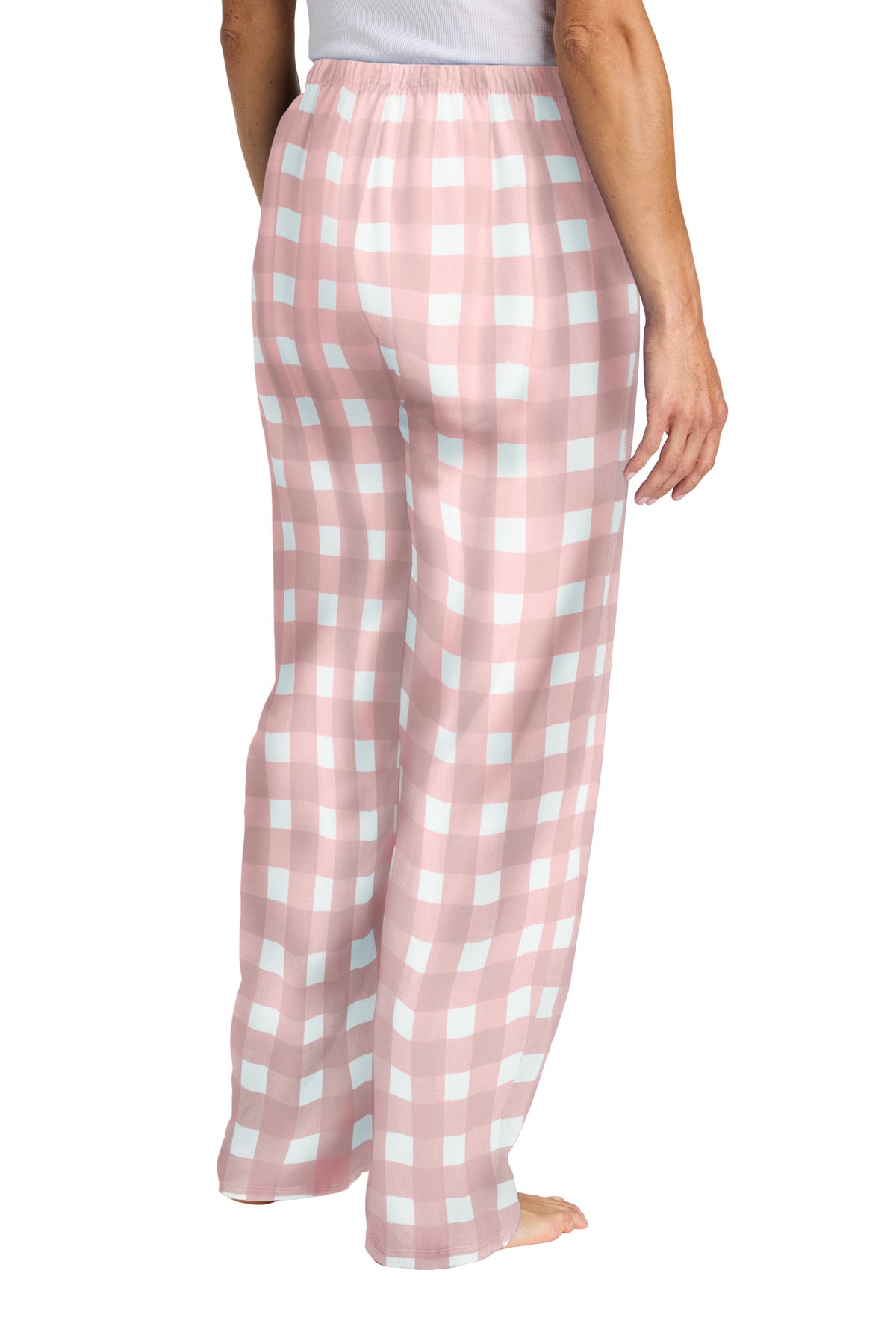 District Women's Flannel Plaid Pant DT2800 Light Pink/ White Buffalo Check