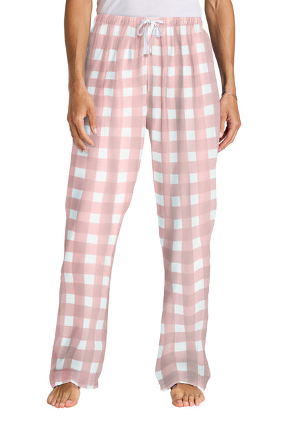 District Women's Flannel Plaid Pant DT2800 Light Pink/ White Buffalo Check