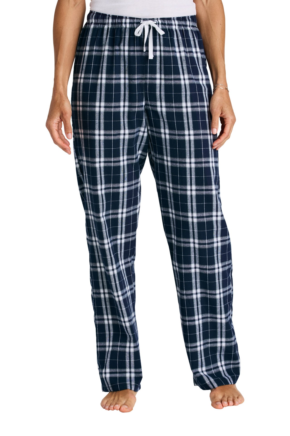 District Women's Flannel Plaid Pant DT2800 True Navy