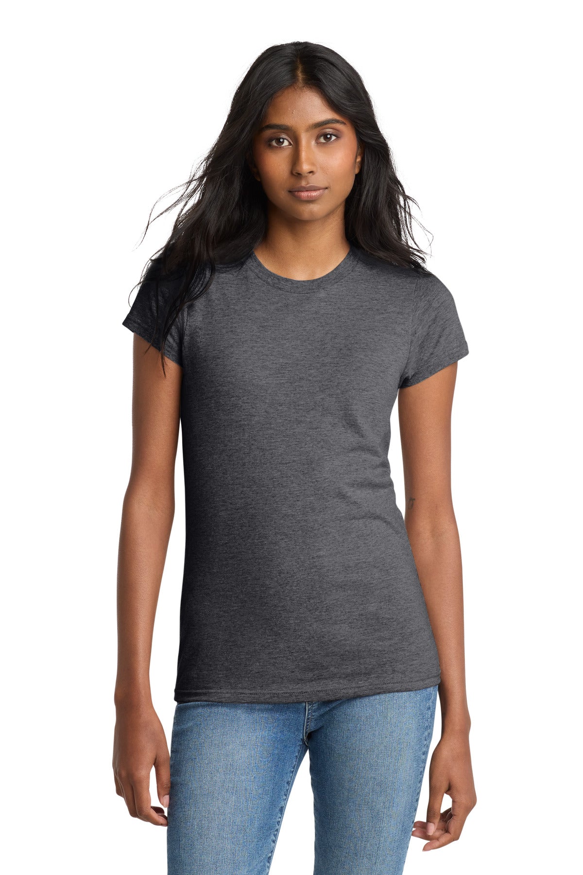 District Women's Fitted The Concert Tee DT5001 Heathered Charcoal