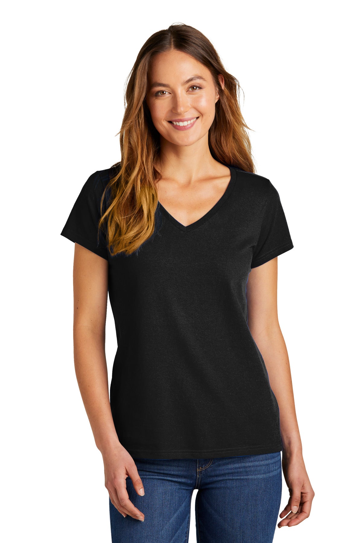 District Women's The Concert Tee V-Neck DT5002 Black