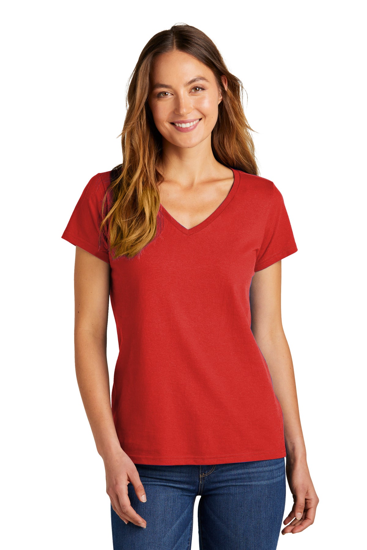 District Women's The Concert Tee V-Neck DT5002 New Red
