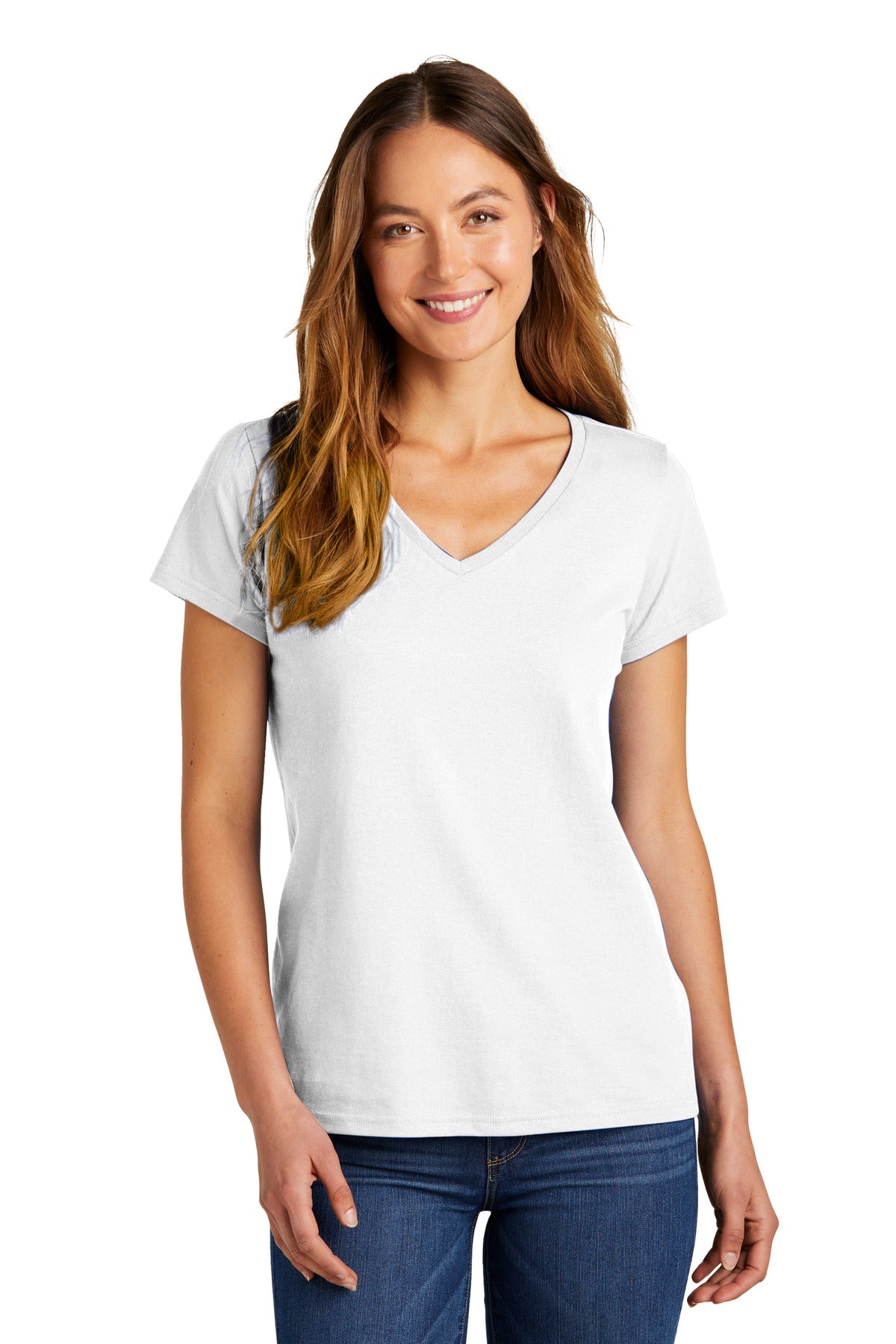 District Women's The Concert Tee V-Neck DT5002 White