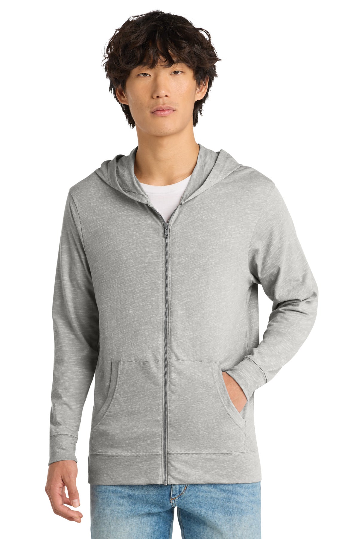 District Medal Full-Zip Hoodie DT565 Light Grey