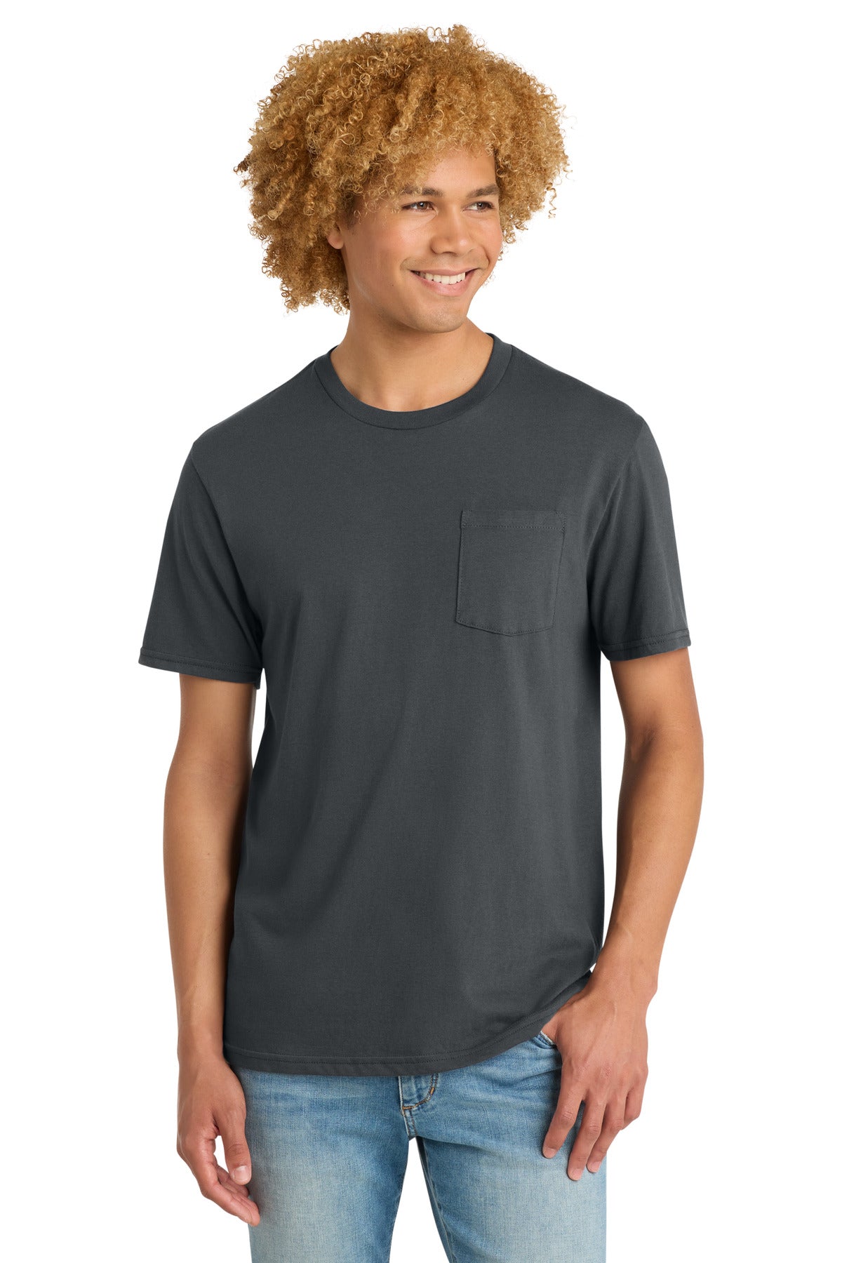 District Very Important Tee with Pocket DT6000P Charcoal