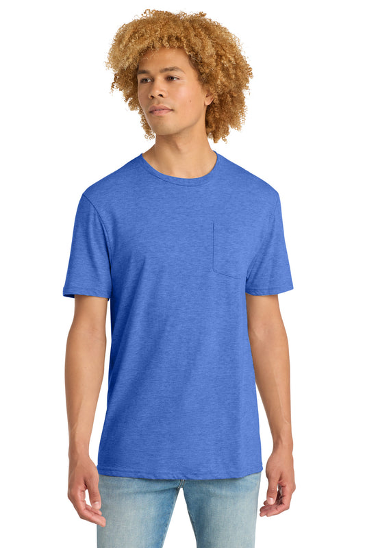 District Very Important Tee with Pocket DT6000P Heathered Royal