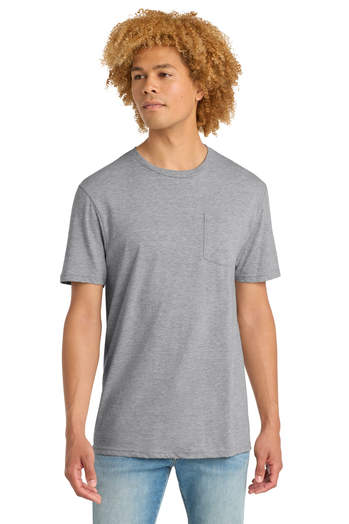 District Very Important Tee with Pocket DT6000P Light Heather Grey