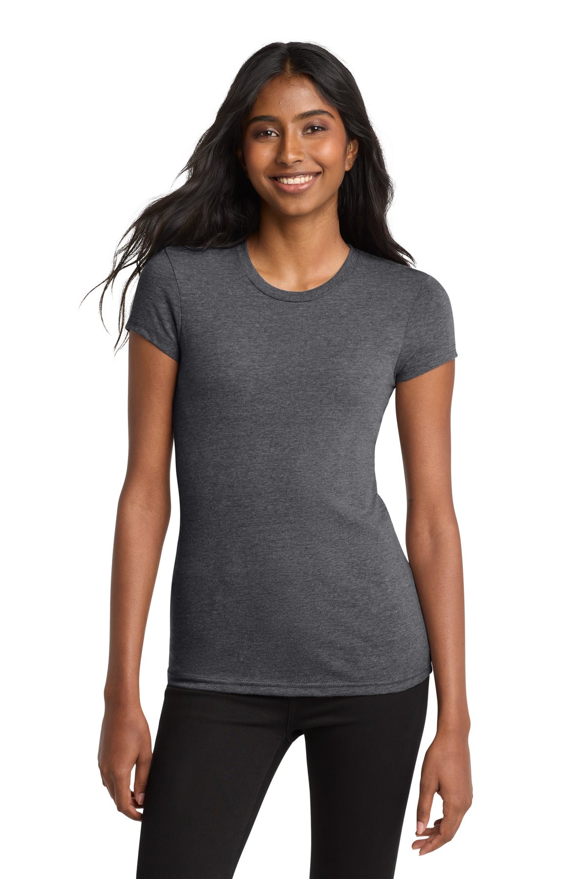 District Women's Fitted Very Important Tee DT6001 Heathered Charcoal