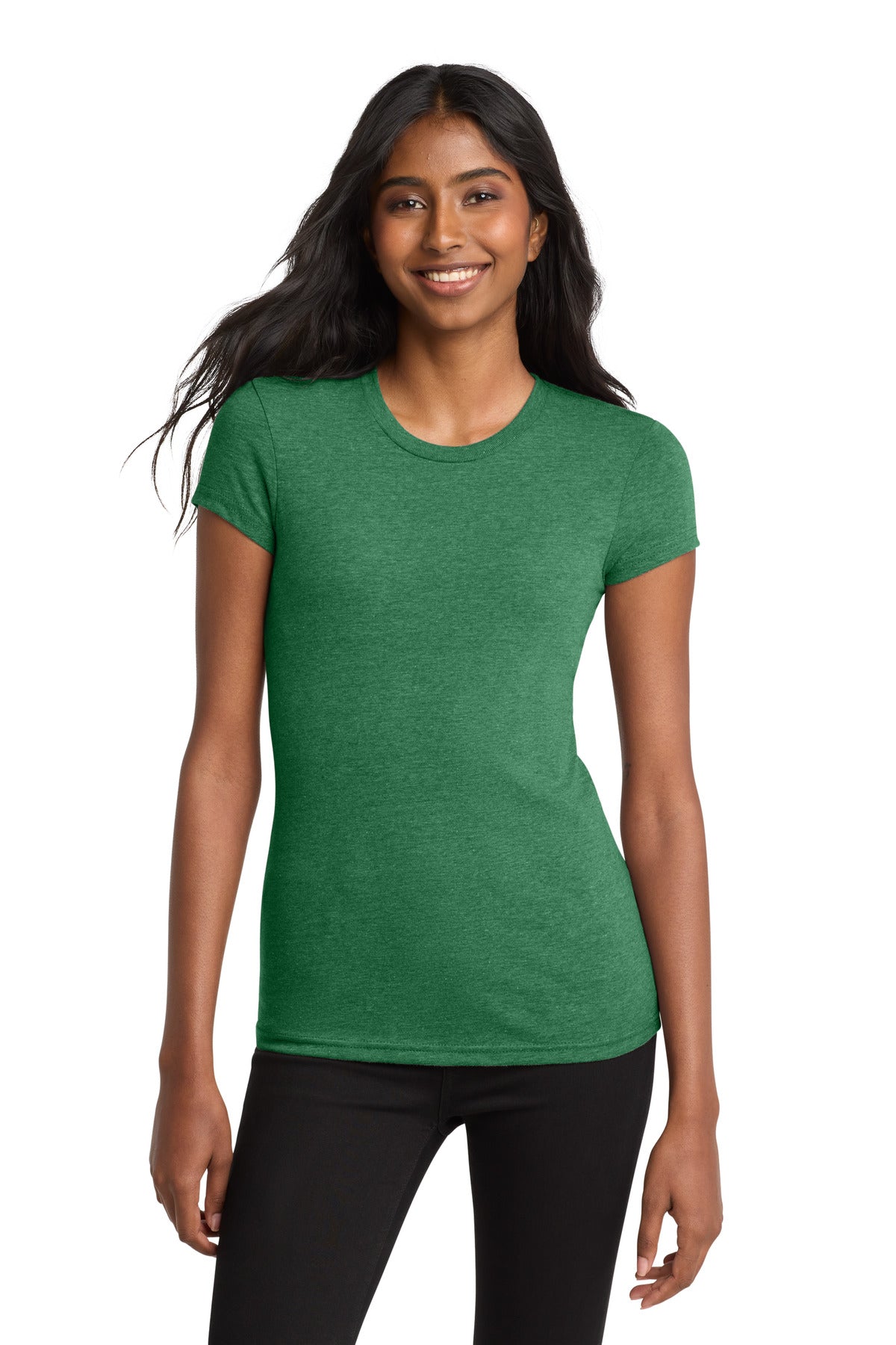 District Women's Fitted Very Important Tee DT6001 Heathered Kelly Green