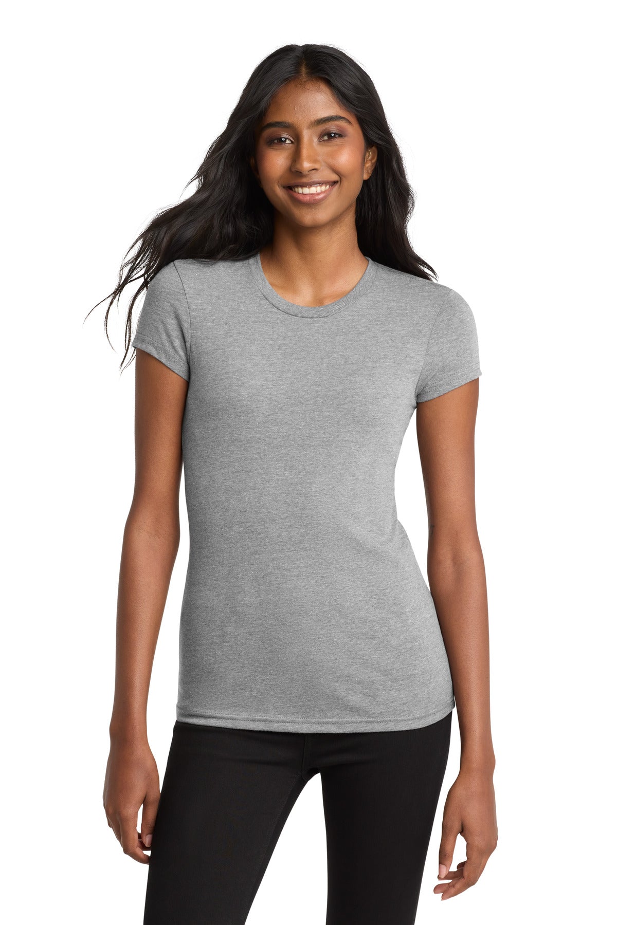 District Women's Fitted Very Important Tee DT6001 Light Heather Grey