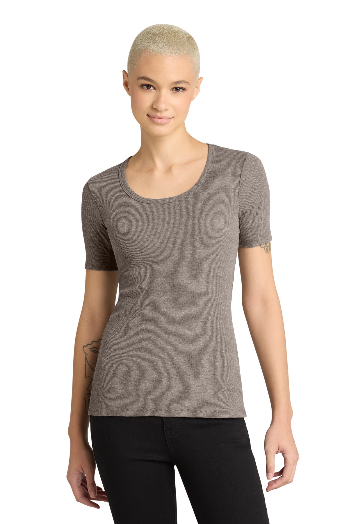 District Women's VITRib Scoop Neck Tee DT6020 Grey Frost