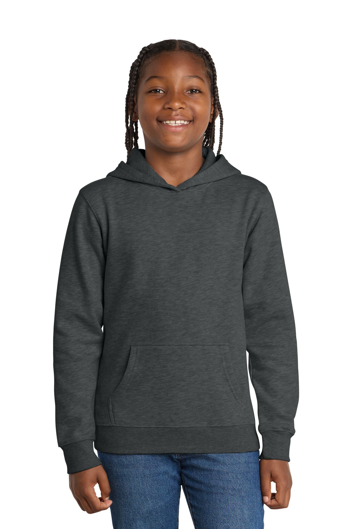 District Youth VITFleece Hoodie DT6100Y Heathered Charcoal