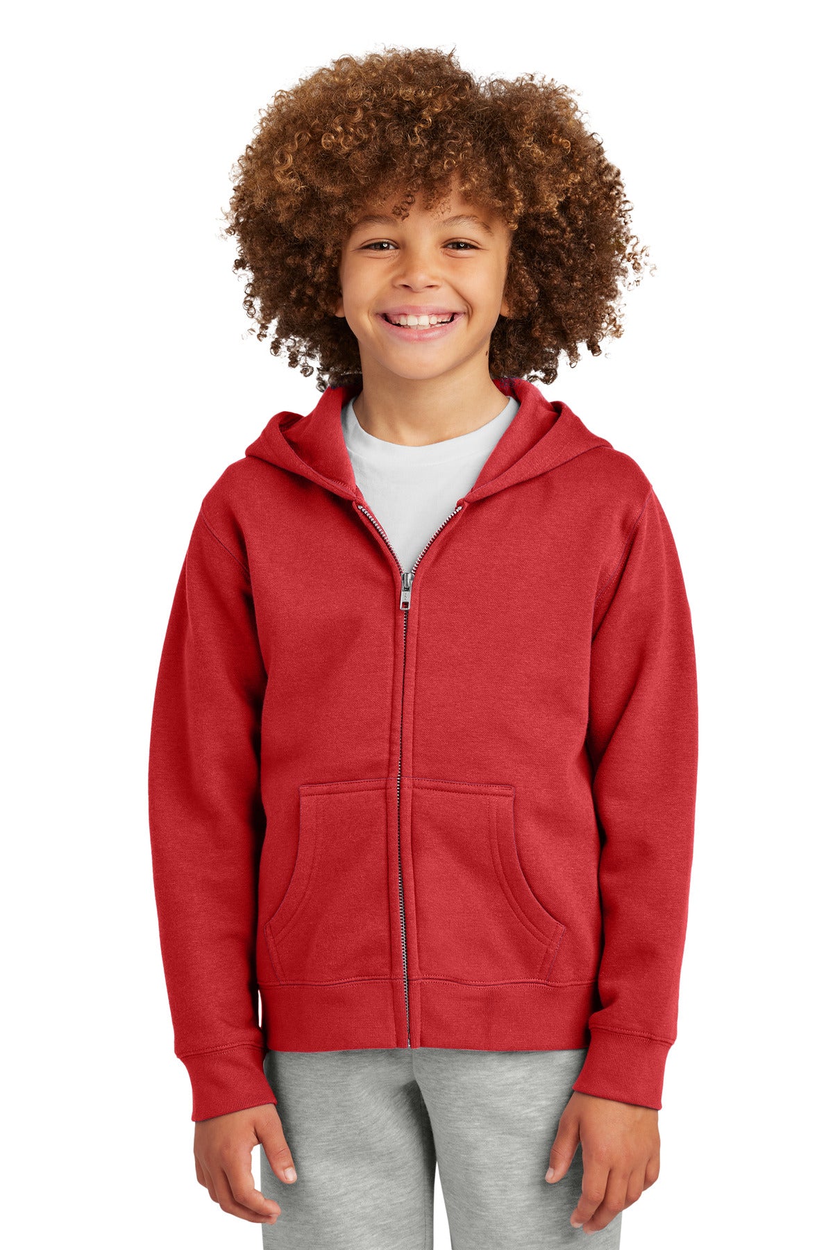 District Youth VIT Fleece Full-Zip Hoodie DT6102Y Classic Red