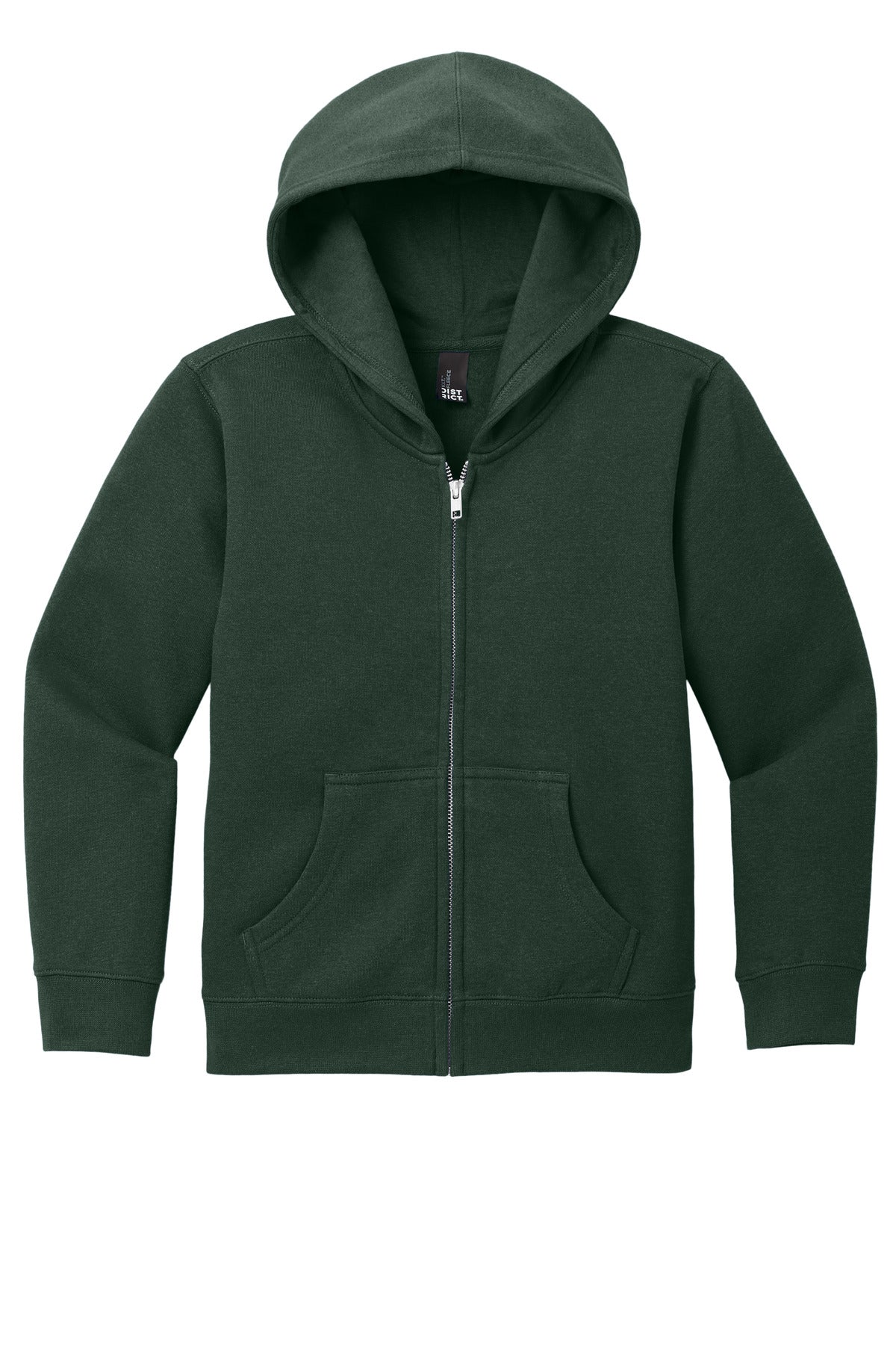 District Youth VIT Fleece Full-Zip Hoodie DT6102Y Forest Green