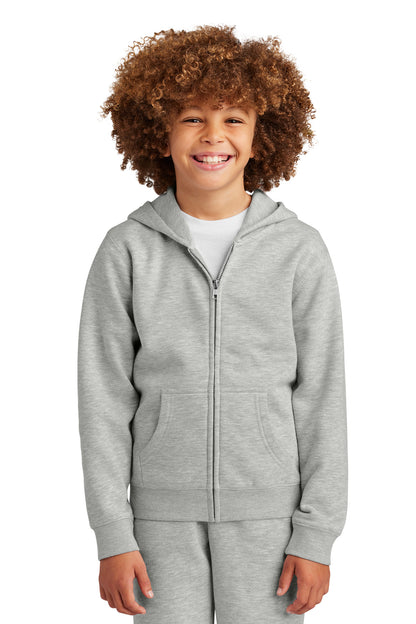 District Youth VIT Fleece Full-Zip Hoodie DT6102Y Light Heather Grey