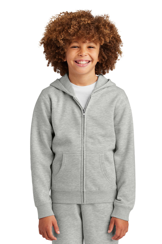 District Youth VIT Fleece Full-Zip Hoodie DT6102Y Light Heather Grey
