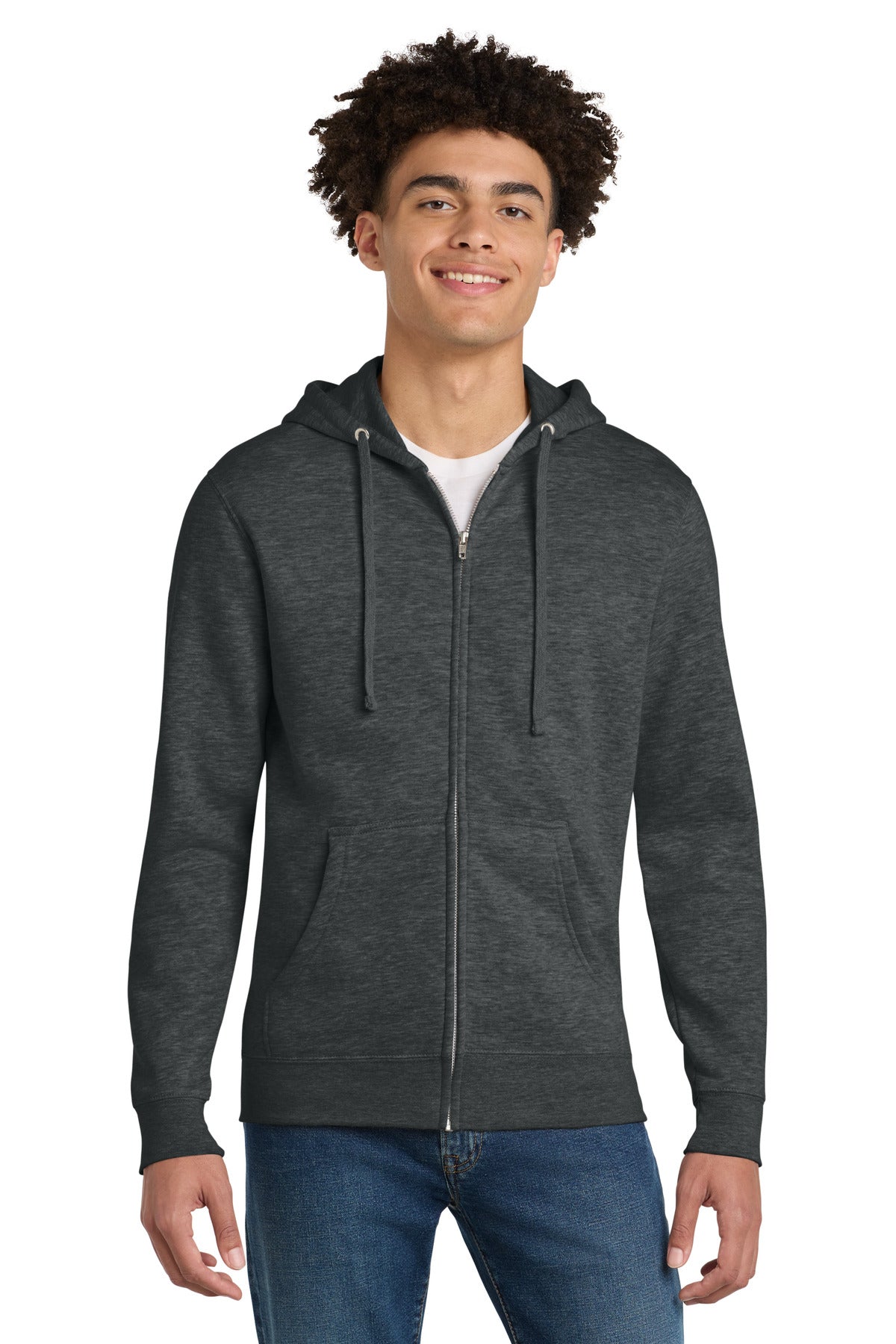 District VITFleece Full-Zip Hoodie DT6102 Heathered Charcoal