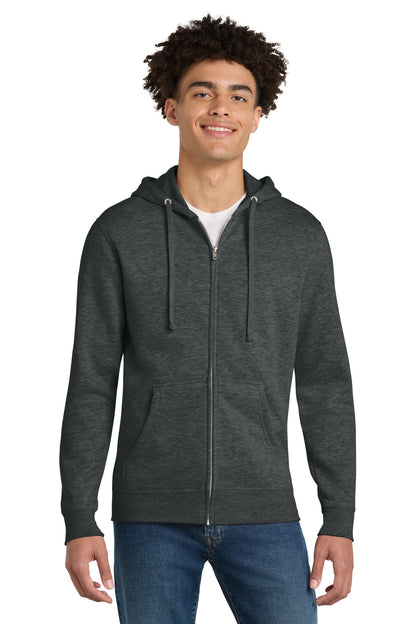 District VITFleece Full-Zip Hoodie DT6102 Heathered Charcoal