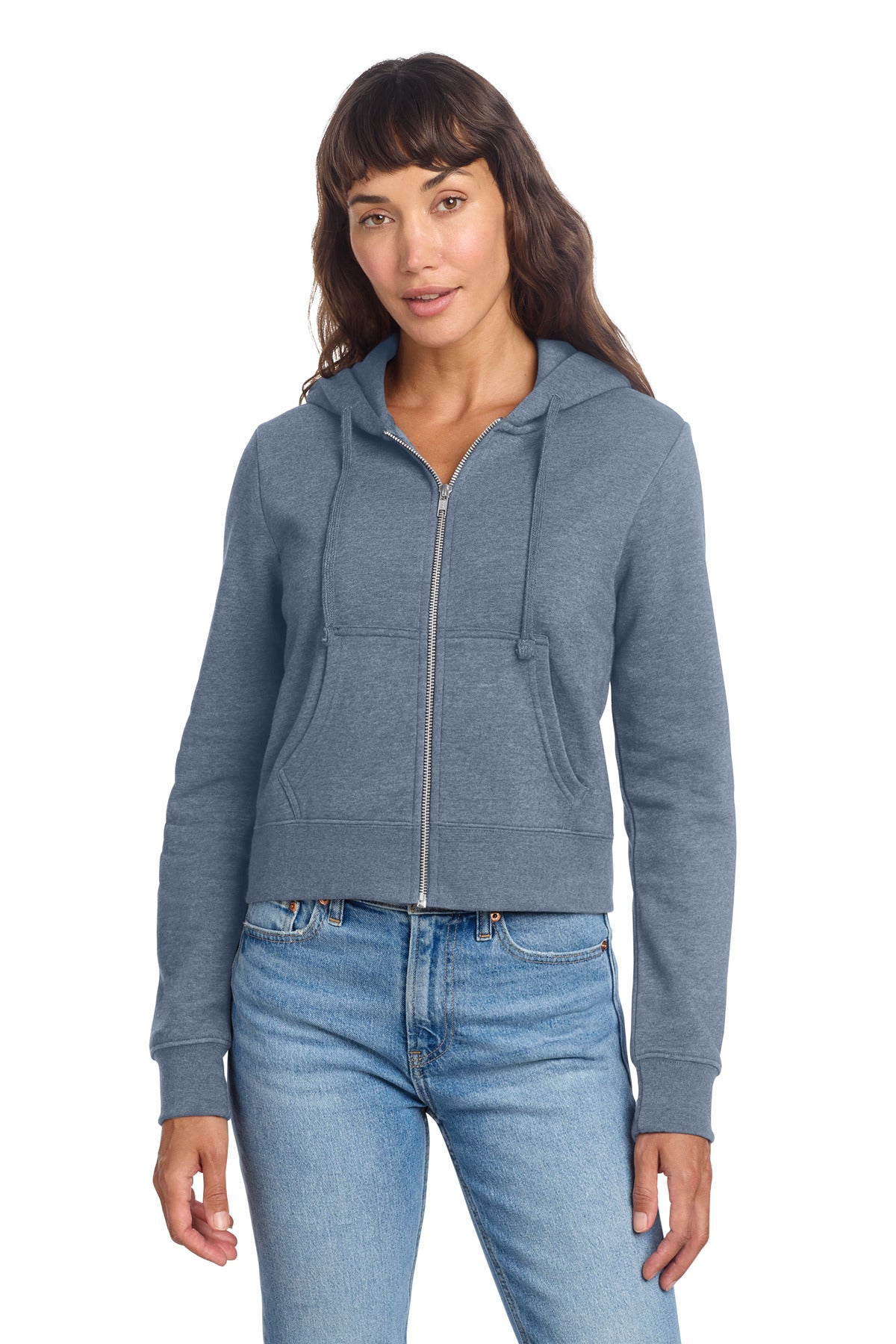 District Women's VIT Fleece Full-Zip Hoodie DT6103 Flint Blue Heather