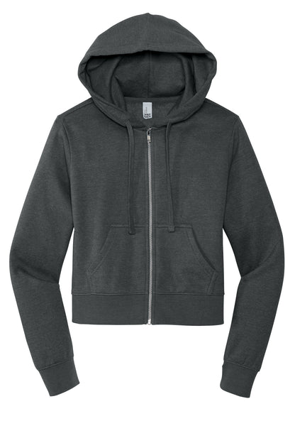 District Women's VIT Fleece Full-Zip Hoodie DT6103 Heathered Charcoal