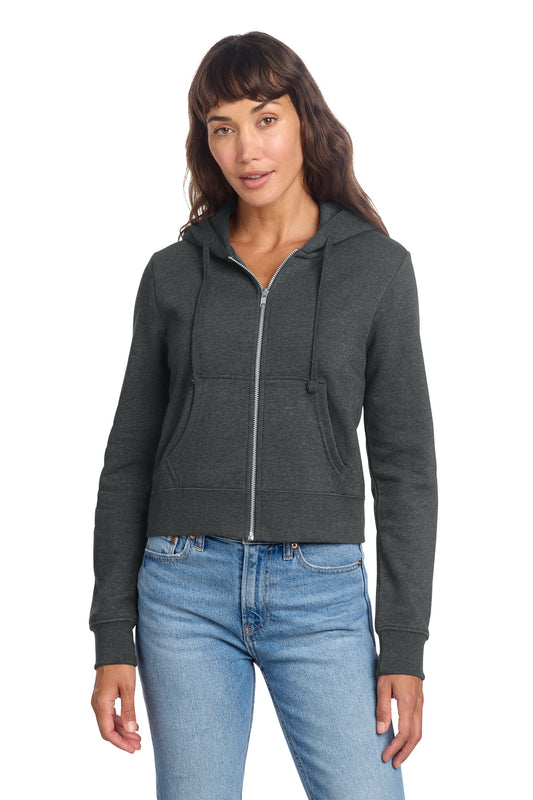 District Women's VIT Fleece Full-Zip Hoodie DT6103 Heathered Charcoal