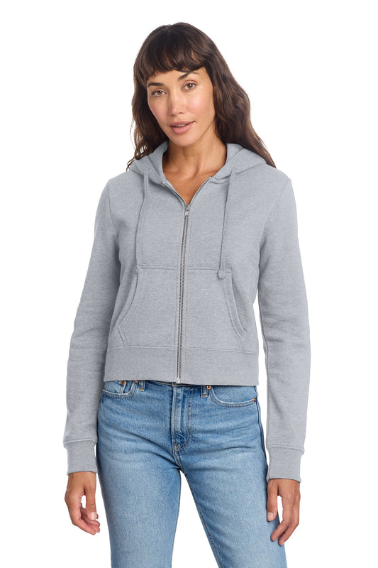 District Women's VIT Fleece Full-Zip Hoodie DT6103 Light Heather Grey