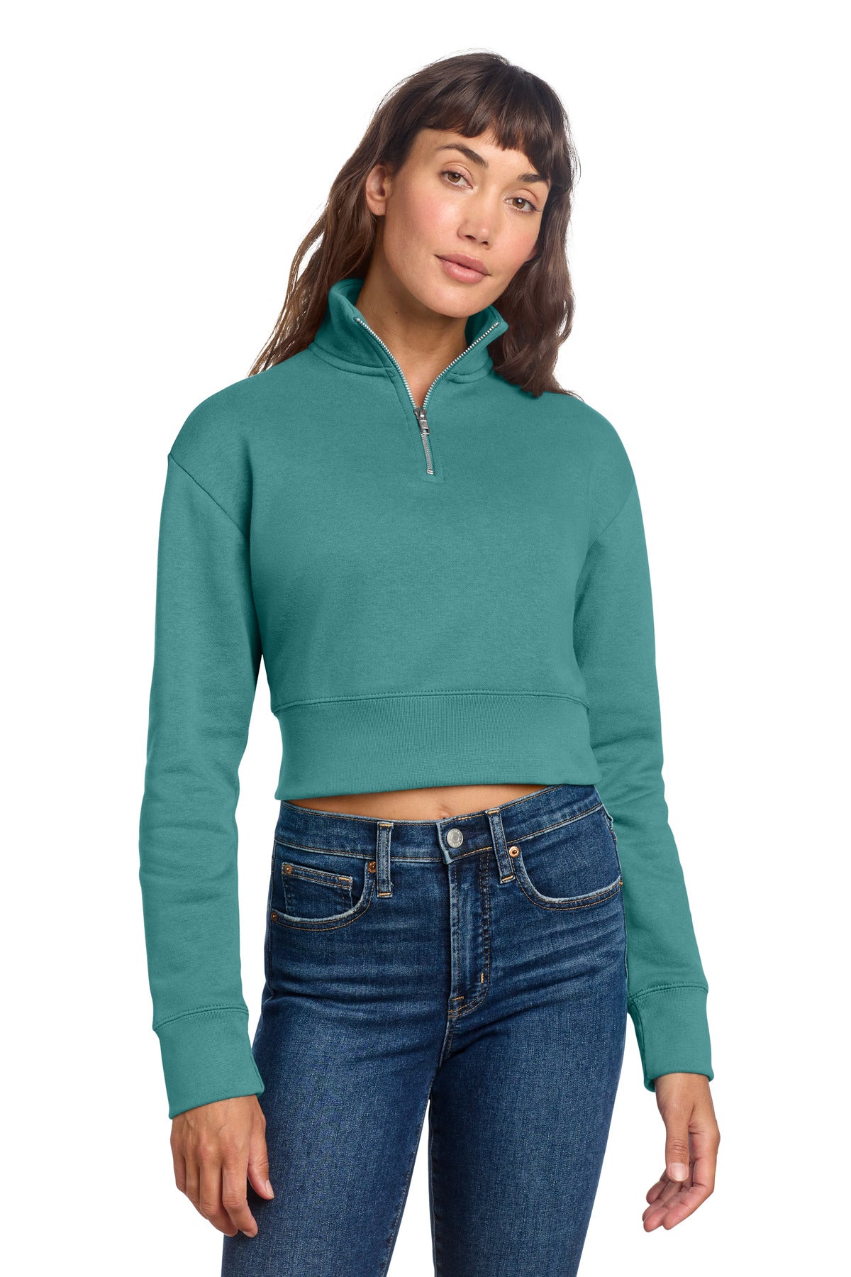 District Women's VIT Fleece 1/2-Zip DT6111 Eucalyptus Blue