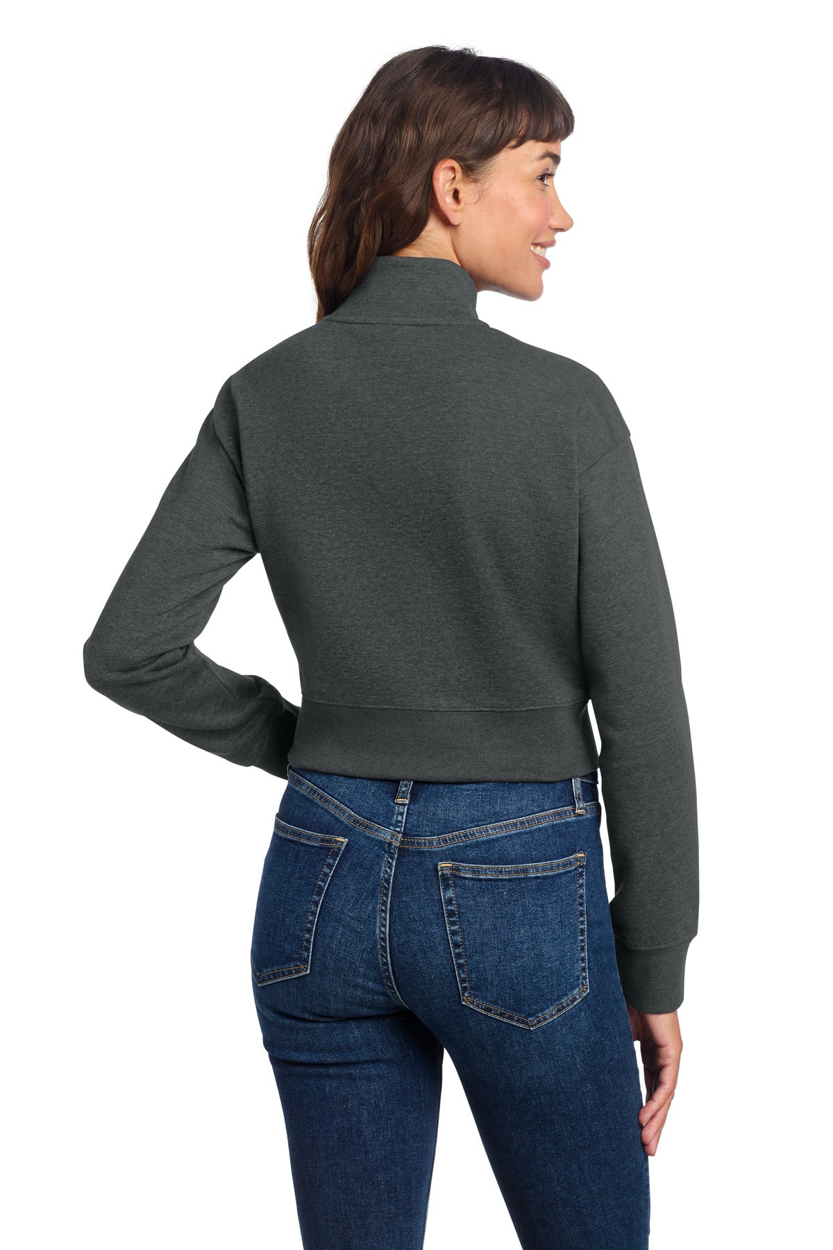 District Women's VIT Fleece 1/2-Zip DT6111 Heathered Charcoal