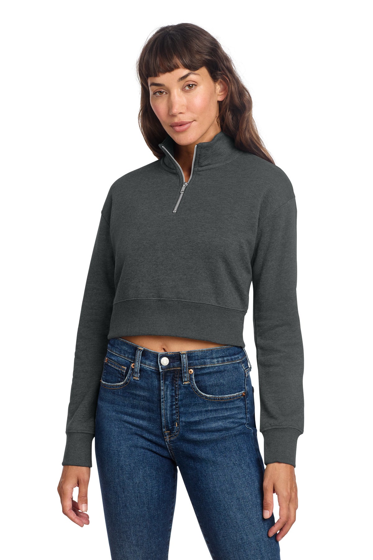 District Women's VIT Fleece 1/2-Zip DT6111 Heathered Charcoal