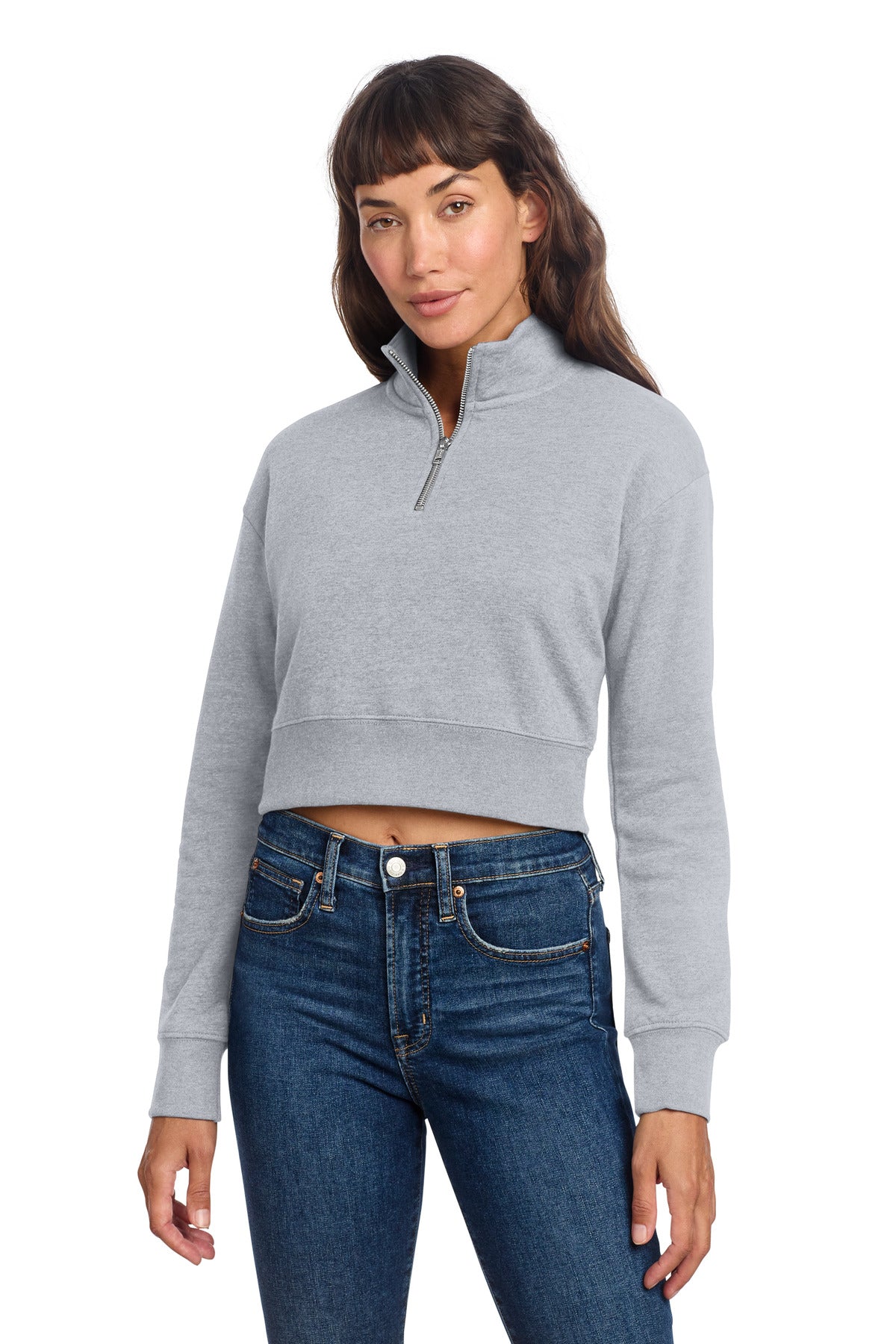 District Women's VIT Fleece 1/2-Zip DT6111 Light Heather Grey