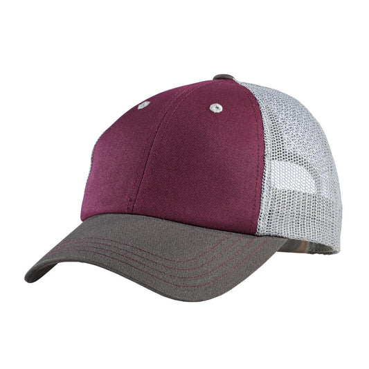 District Tri-Tone Mesh Back Cap DT616 Maroon/ Charcoal/ Grey