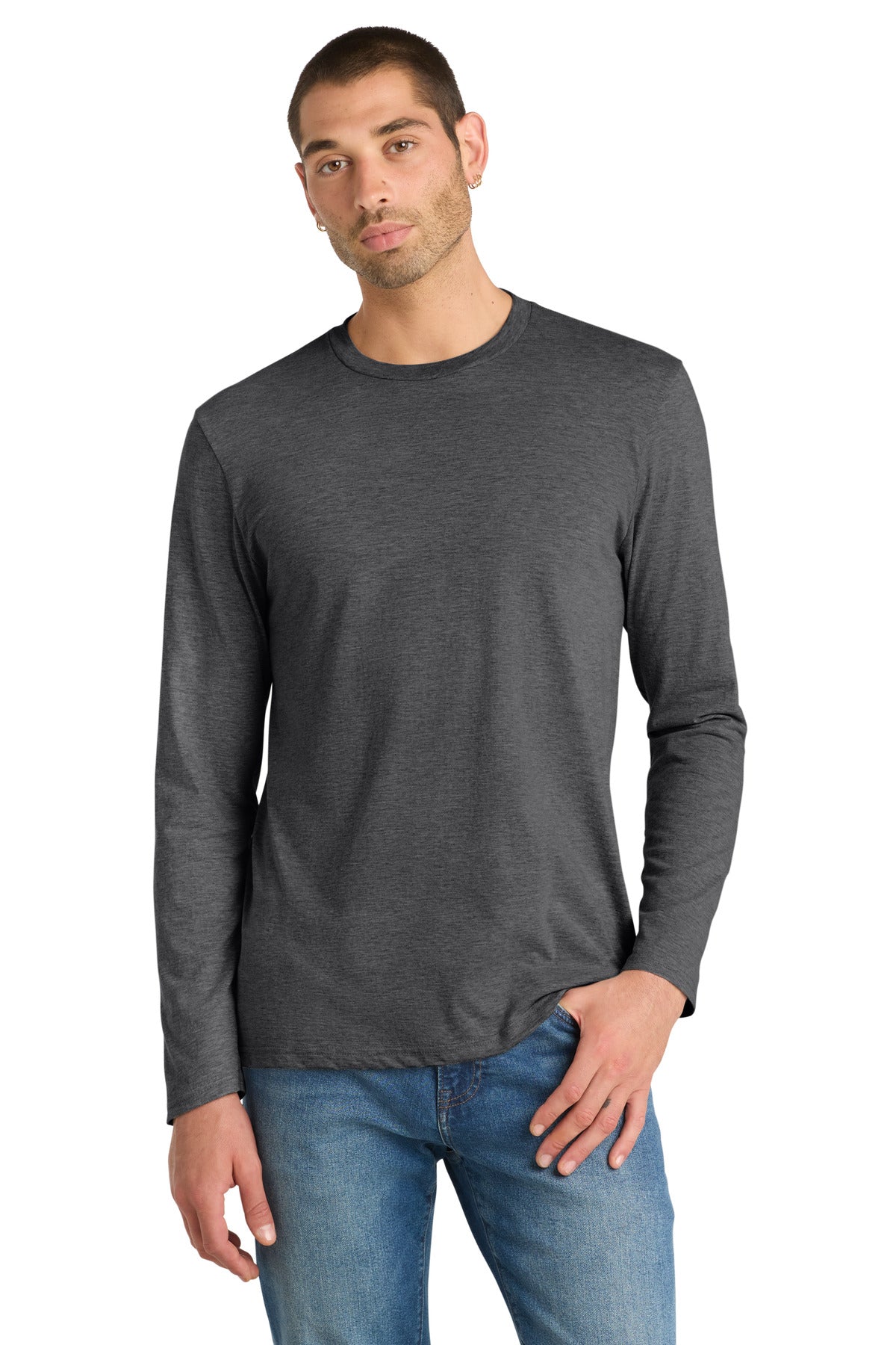 District Very Important Tee Long Sleeve DT6200 Heathered Charcoal